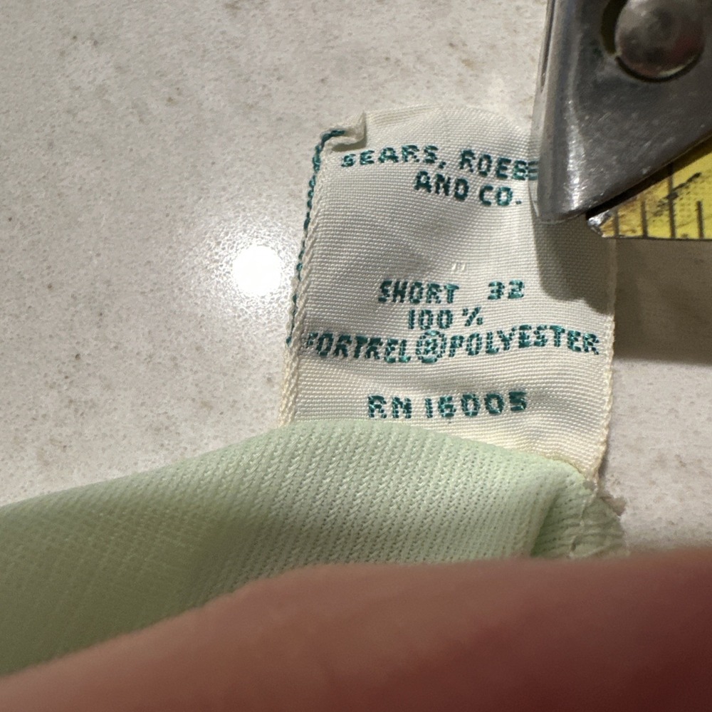 Vintage 70s Sears slip polyester negligee SZ 32 S Lt green  Lace Adj Straps - Picture 4 of 8